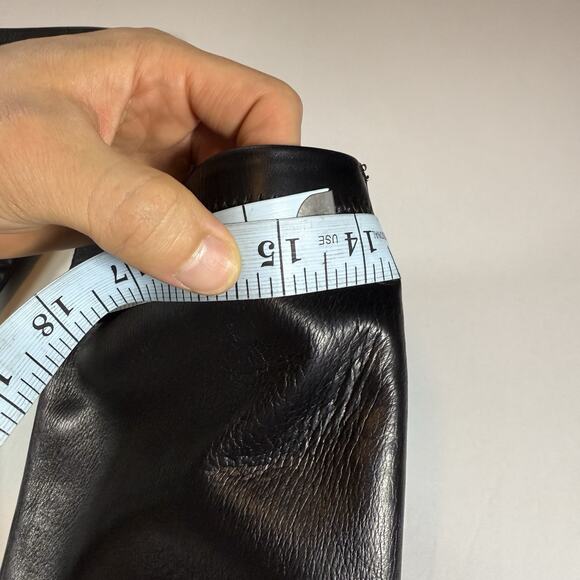 Cole Hann Vtg Leather Knee High Slouchy Almond Toe Heel Boots Black Wms Sz 7.5 - Picture 15 of 16